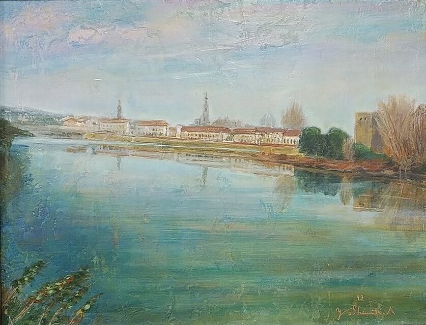 アクリル「対岸の風景」