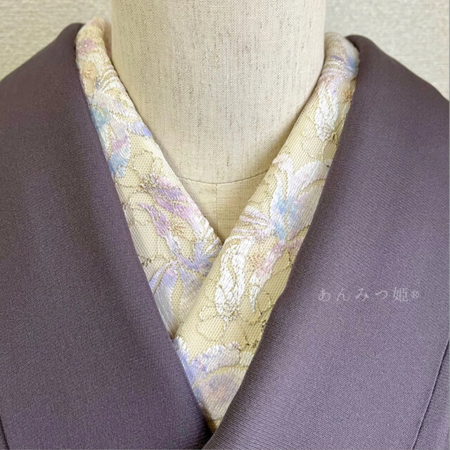 洗える刺繍半衿 ラメパステル