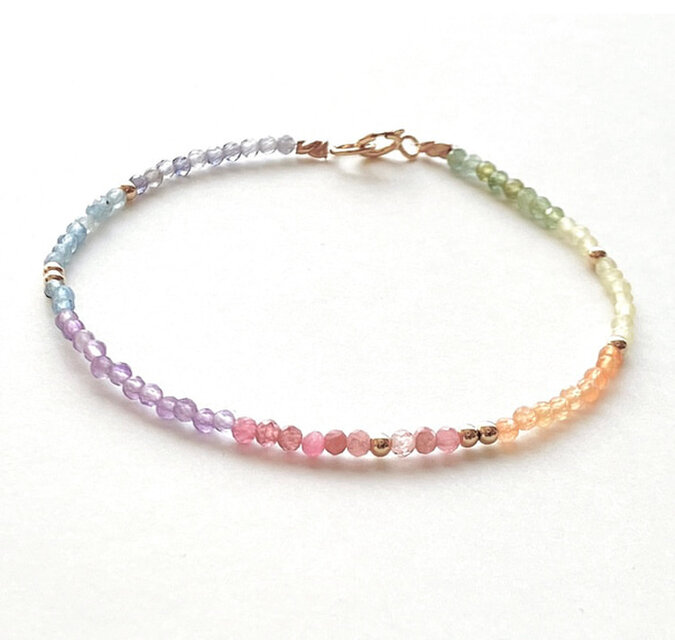 天然石 なないろ*ジュエルブレスレット（K14GF・レインボー）