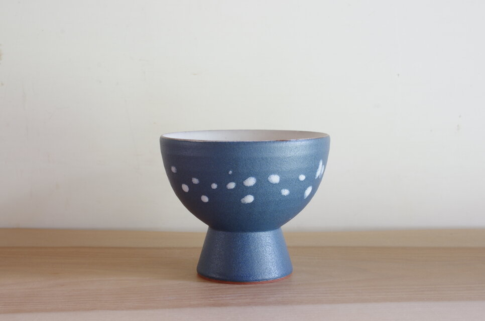 ゴブレット・丸・マット・紺・ドット