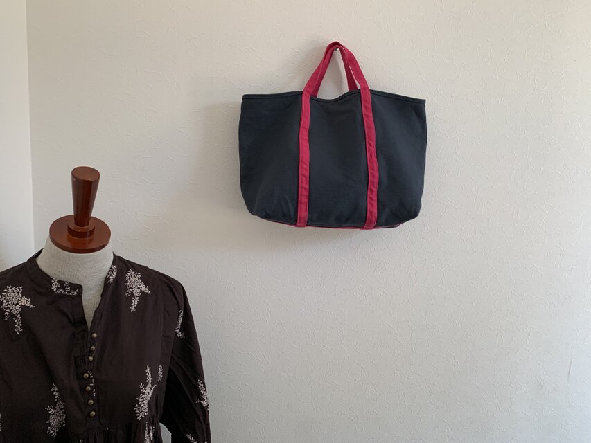 受注制作】帆布 BASIC TOTE(M) スモークネイビー×マゼンタピンク