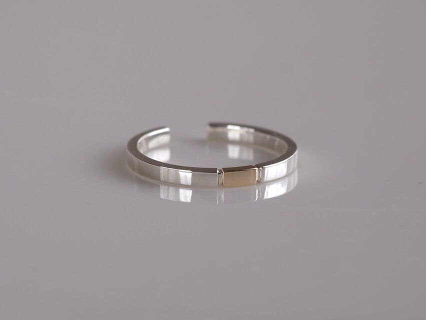 New! bass ring✶K10YG×silver925　コンビカラーリング　10金　シルバー