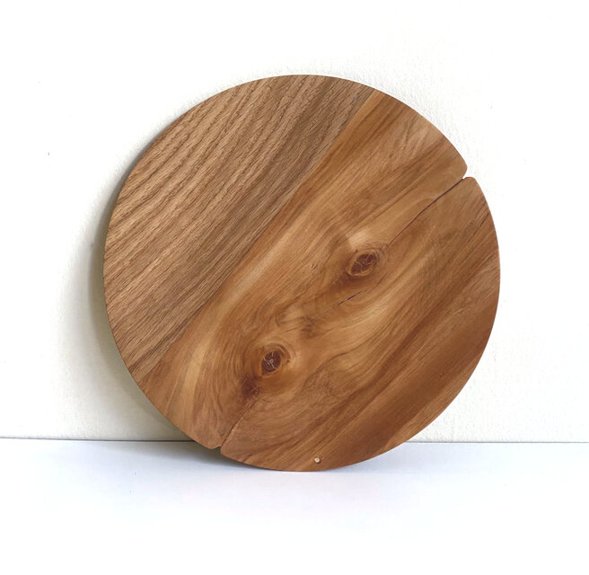 トチ×オーク　パン皿　19.3ｃｍ　節と割れの材