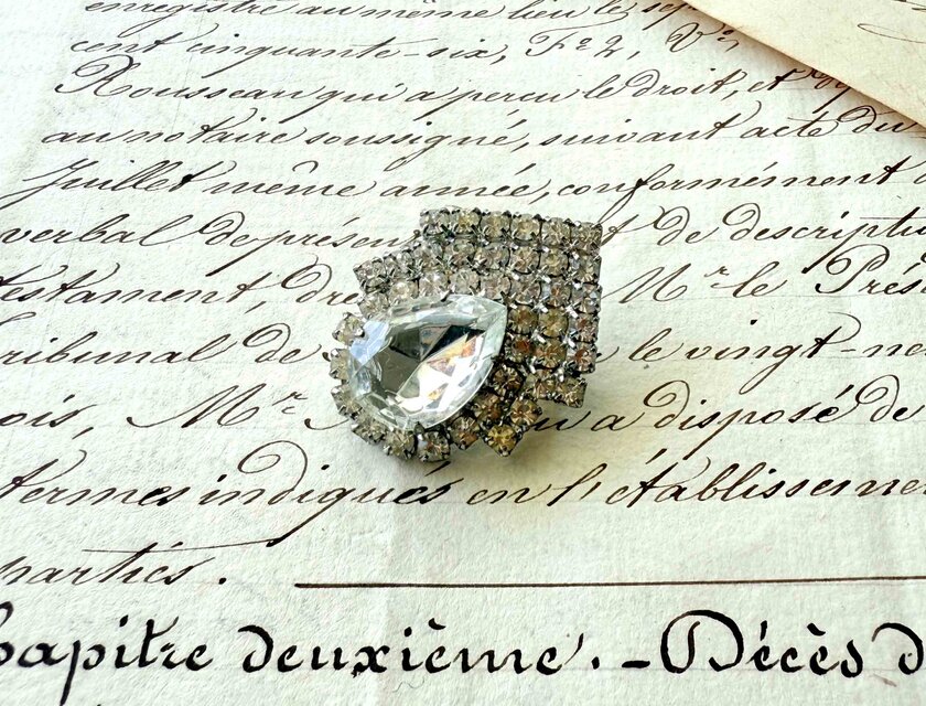 チェコヴィンテージボタン／キラキラカラフルビジューボタンブローチ