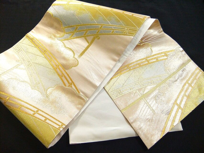 16)2337】180cm/新品・橋文様/タペストリー・テーブルランナー/和風/帯