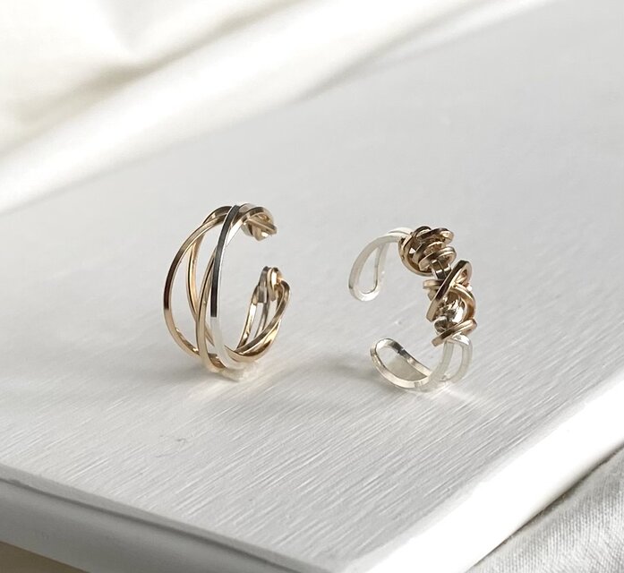 14kgf×silver925 Random & diagonal　イヤーカフ　2点セット