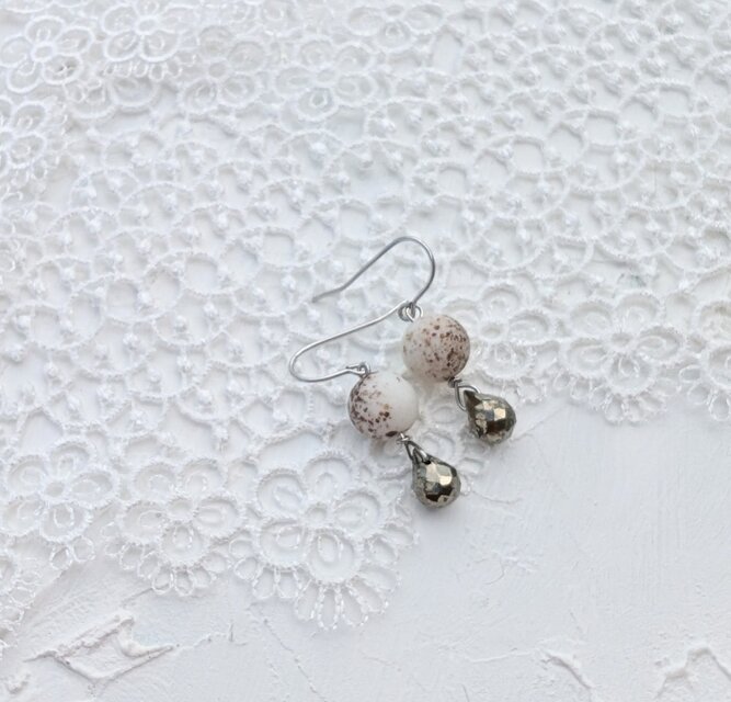 パイライト*ヴィンテージフランス*サージカルステンレスピアス*no.735