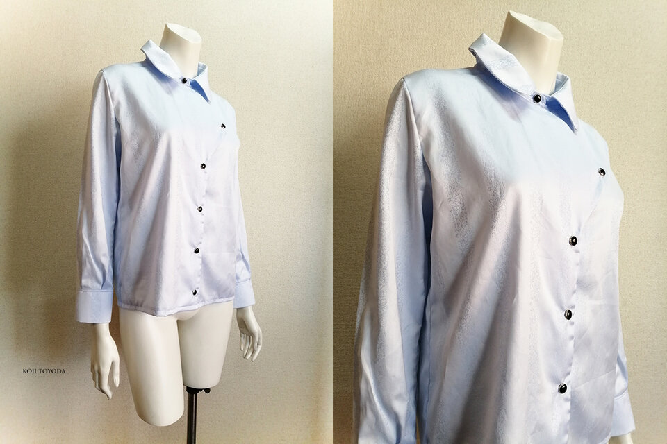 1点もの・デザイン画付き】播州織ドビーストライプサックス水色生地  