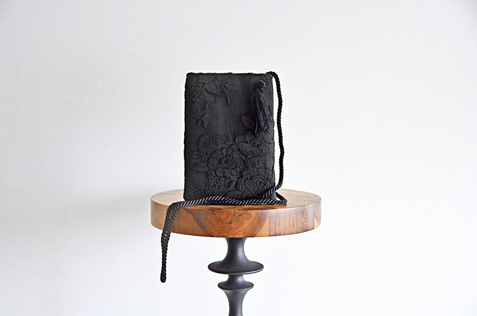 2点限定！チュールコードレース スカラップ　2way スマホポーチ　ブラック