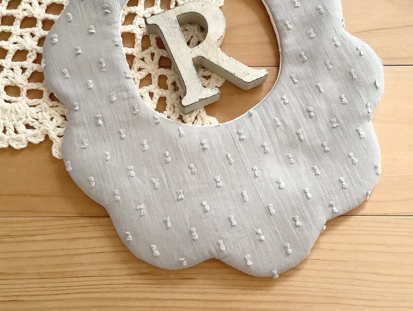 ボイルドット＊グレー＊オーガニック＊ガーゼ＊ふわふわやわらかスタイ