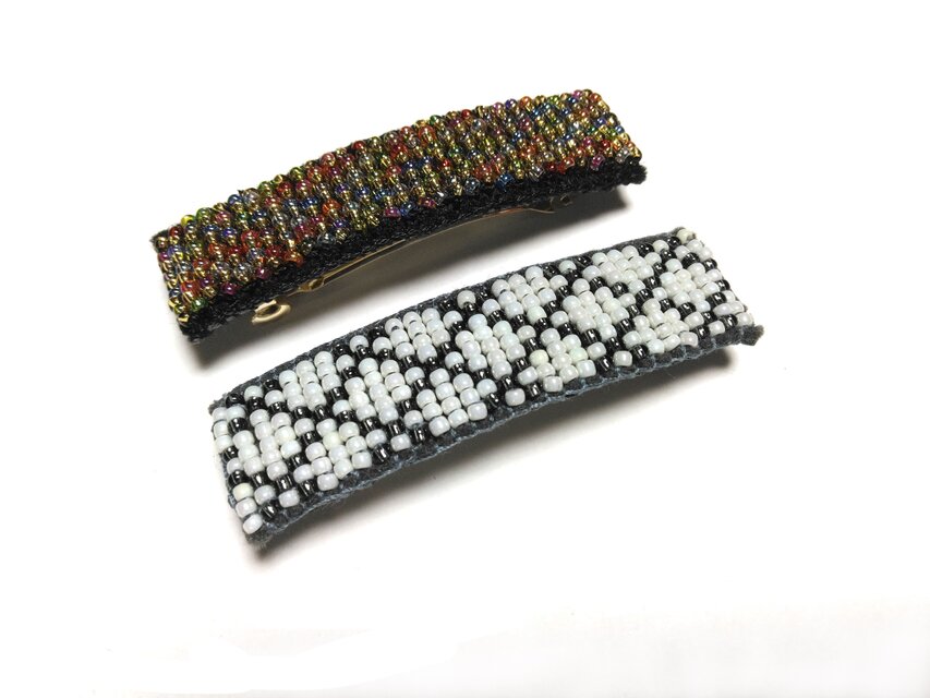 ｈさまオーダー　ビーズのモザイク模様バレッタ