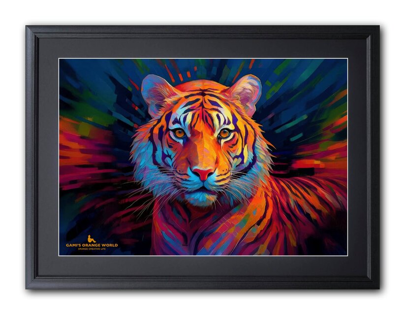 【額付AIアート/A3ノビ】COLORFUL TIGER（カラフルな虎）