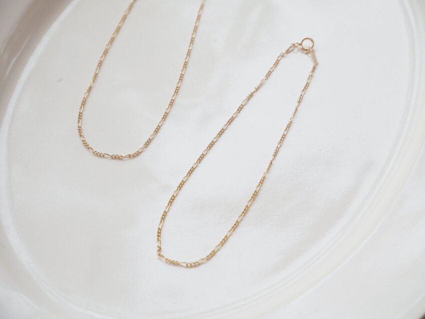 凪 ｜14kgf 極細 デザインチェーンネックレス 華奢 ゴールドチェーン