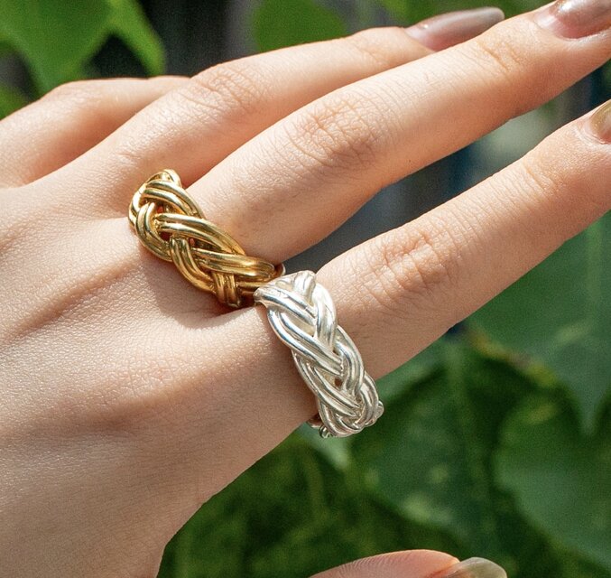 Vintage style braided ring / 四つ編みボリュームリング/送料無料