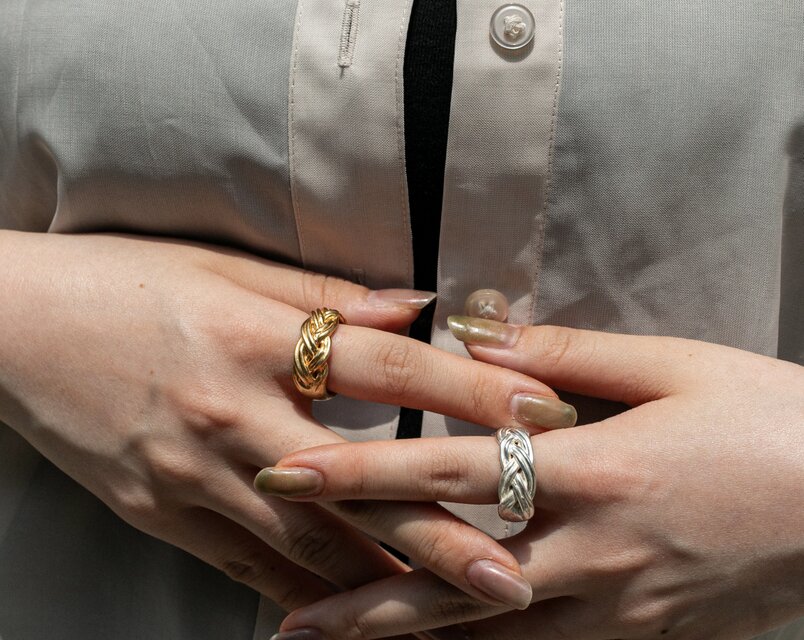 Vintage style braided ring / 四つ編みボリュームリング/送料無料