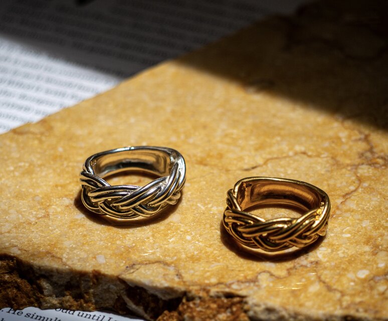 Vintage style braided ring / 四つ編みボリュームリング/送料無料