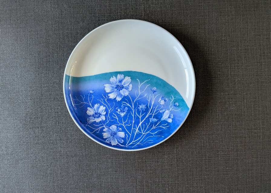 【レア】新品 辻 修窯 大皿 コスモス がいっぱい 菓子 皿 サイン 日本 高級 SALE！！【レア】新品 辻 修窯 大皿 コスモス がいっぱい 菓子