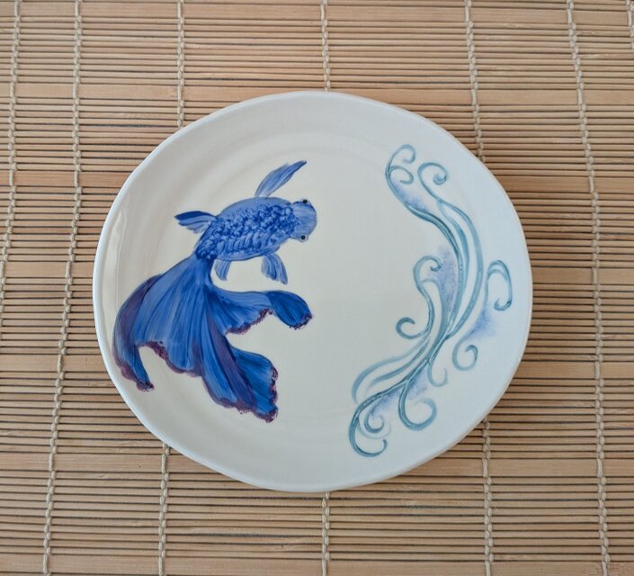 金魚の楕円皿