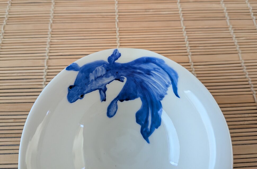 青白磁 装飾的な魚模様の陶器ボウル Ming dynasty bowl - Etsy 日本
