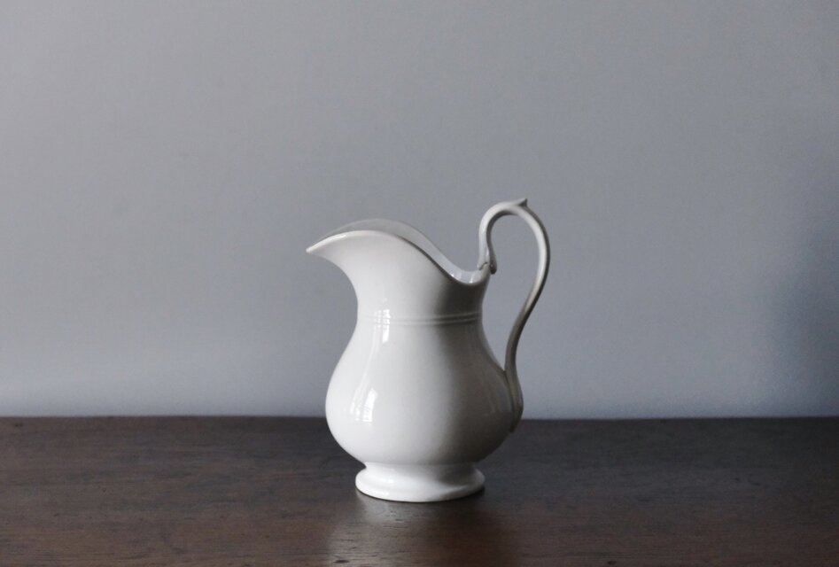 Creil&Montereau 白 ピシェ 花器 花瓶 h21cm クレイユ モントロー