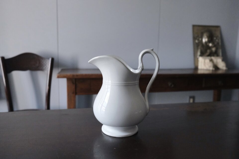 Creil&Montereau 白 ピシェ 花器 花瓶 h21cm クレイユ モントロー