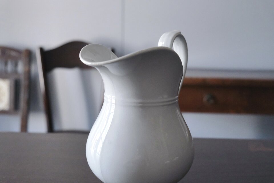 Creil&Montereau 白 ピシェ 花器 花瓶 h21cm クレイユ モントロー