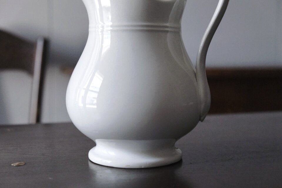 Creil&Montereau 白 ピシェ 花器 花瓶 h21cm クレイユ モントロー