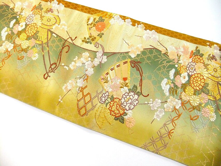 ✴ひな祭り　テーブルランナー　兼　タペストリー　正絹　帯生地　大　ハンドメイド 16)2420】200cm/西陣織・錦繡/タペストリー・テーブルランナー/和風/帯