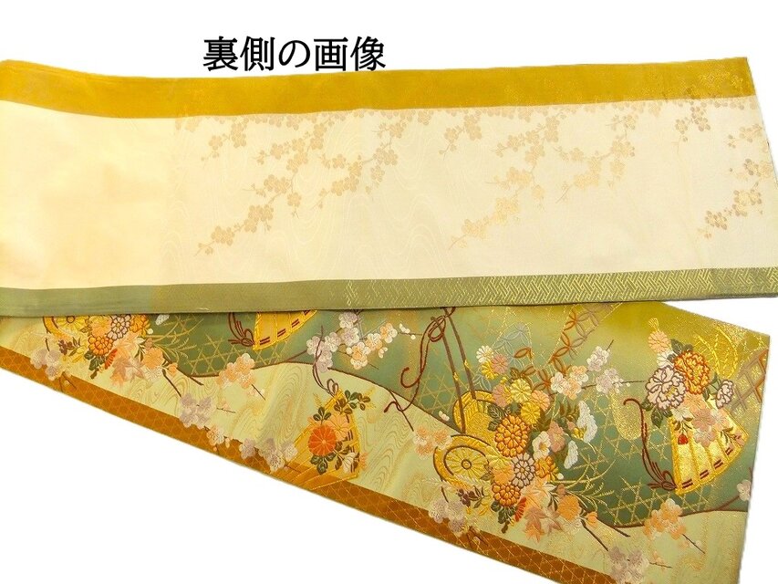 16)2343】199cm/新品・檜扇花車文様/タペストリー・テーブルランナー