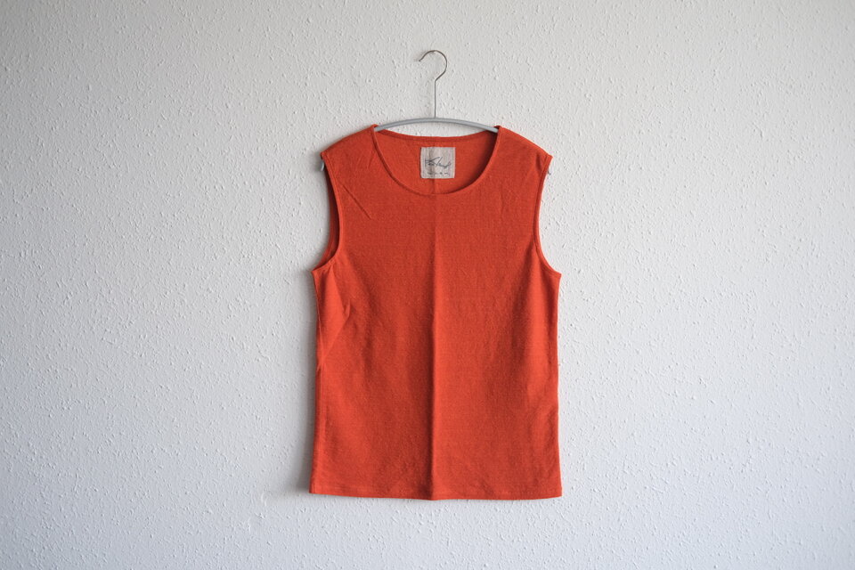 リネンコットンアンダーウェア　ノースリーブ（ドライオレンジ・レディースMサイズ）