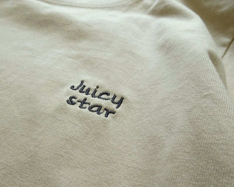 【OVO】チェーンステッチ刺繍・ヘビーウェイト・半袖Ｔシャツ 大人のフルーツモチーフ/ヘビーウェイト苺刺繍Tシャツ＜ベージュ