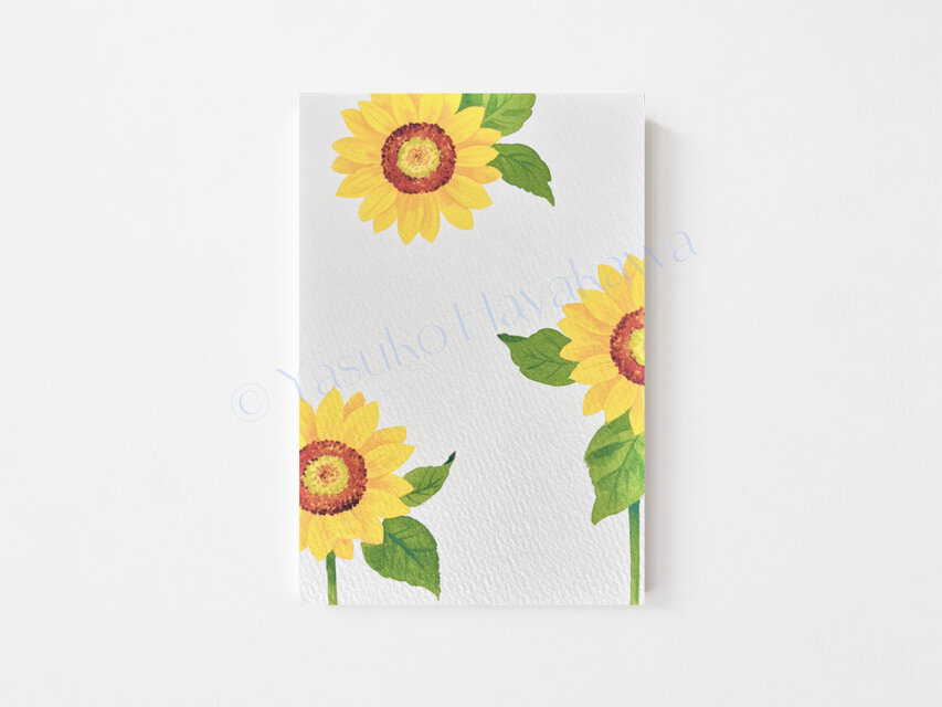 「花のポストカード」 3枚セット （2）ヒマワリ