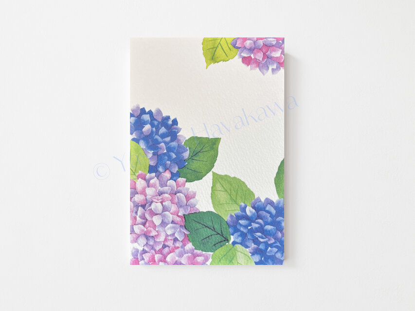 「花のポストカード」 3枚セット　（3）アジサイ