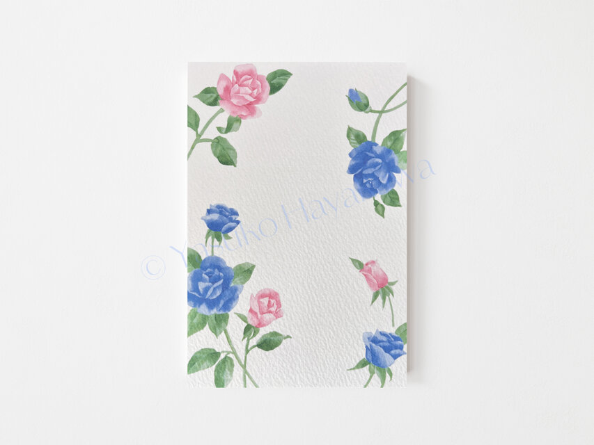 「花のポストカード」 3枚セット　（4）青いバラ