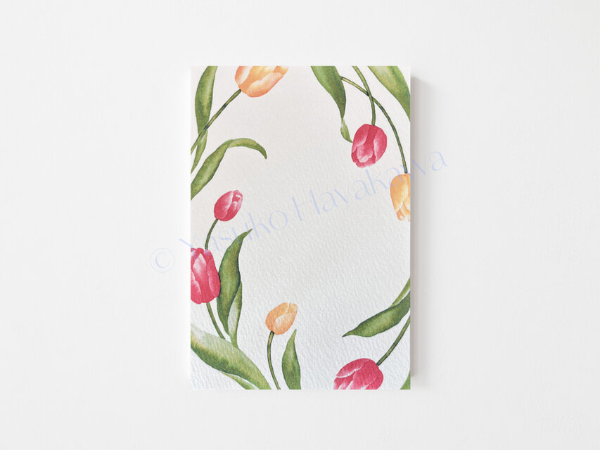 「花のポストカード」 3枚セット　（7）チューリップ