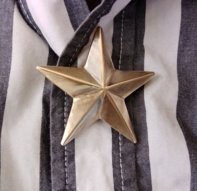真鍮ブラス製=ゴールド　大スター/星型シャツボタンカバー　結婚、成人式、古着ファッションに