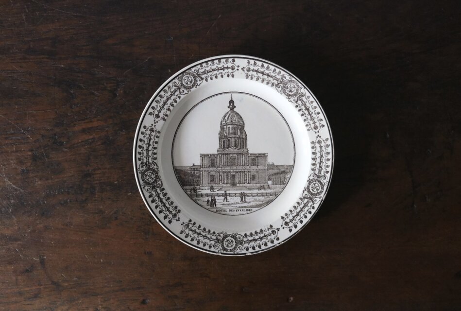 フーク & アルノー トゥールーズ グリザイユ 平皿 φ21.9cm フランス アンティーク 0501912