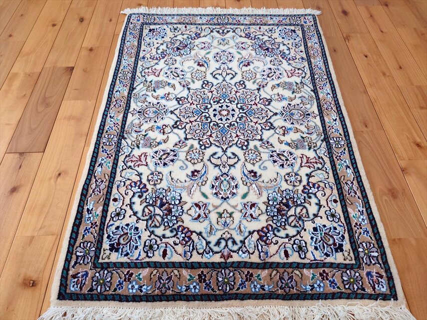 ペルシャ絨毯 ナイン産 ノーラ 玄関マット 92x64cm 手織り絨毯 PS8222