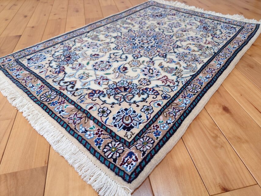 ペルシャ絨毯 ナイン産 ノーラ 玄関マット 92x64cm 手織り絨毯 PS8222
