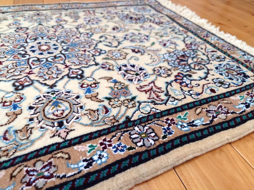 ペルシャ絨毯 ナイン産 ノーラ 玄関マット 92x64cm 手織り絨毯 PS8222