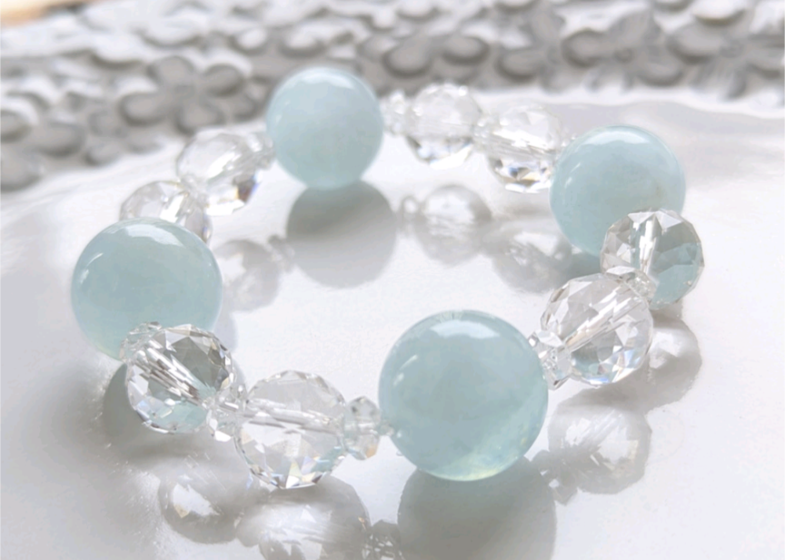 《穏やかで靭やかな思考と感情のクリアリングに》✨キャッツアイアクアマリン&クリアクォーツのブレスレット✨