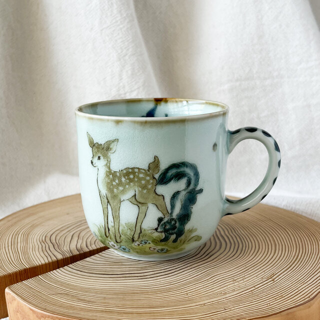 チコロット❤️すべて手描き❤️染付け❤️コロンとして可愛い❤️バンビ❤️童話❤️マグ❤️mug❤️Bambi
