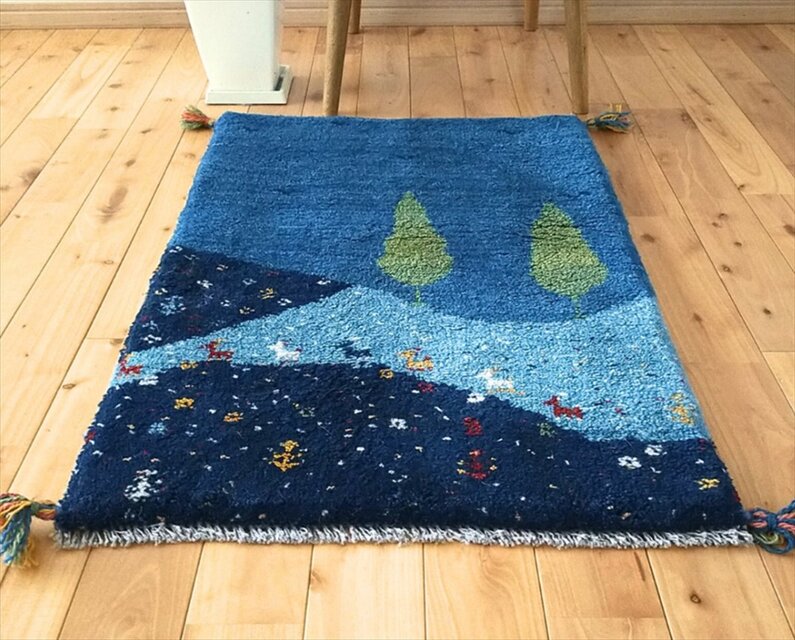 86x58cmペルシャ絨毯カシュガイ族ギャッベ手織り絨毯