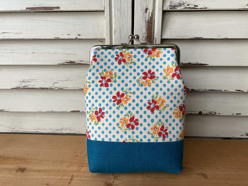 がまぐち ポーチ スマホ入れ 小花