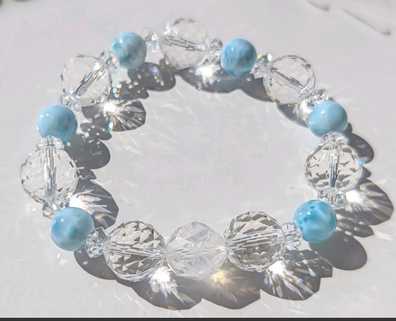 ✨ラリマー＆ムーンクォーツ&クリアクォーツのブレスレット✨停滞している時や苦難を乗り越えたい時の助けに✨