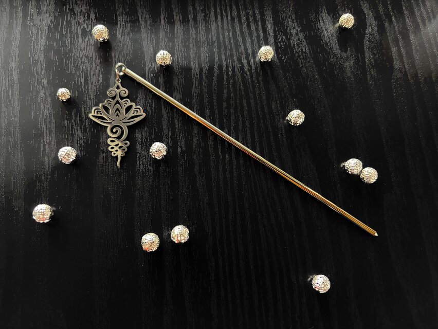 かんざし シルバーの蓮の花チャームB 一本挿し 一本簪 夏 涼しげ