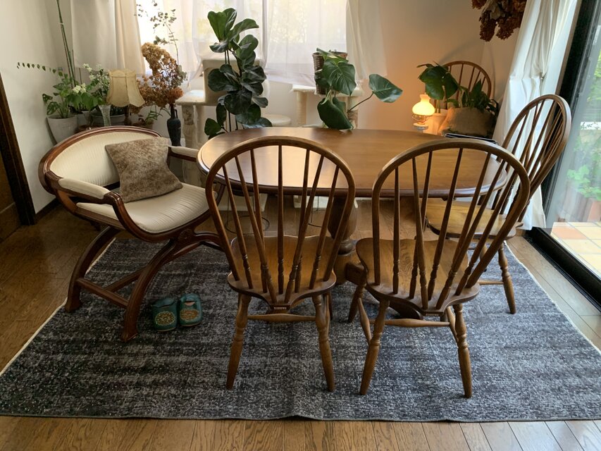 大判 トルコヴィンテージラグ 237×136グレーブラック オーバーダイ