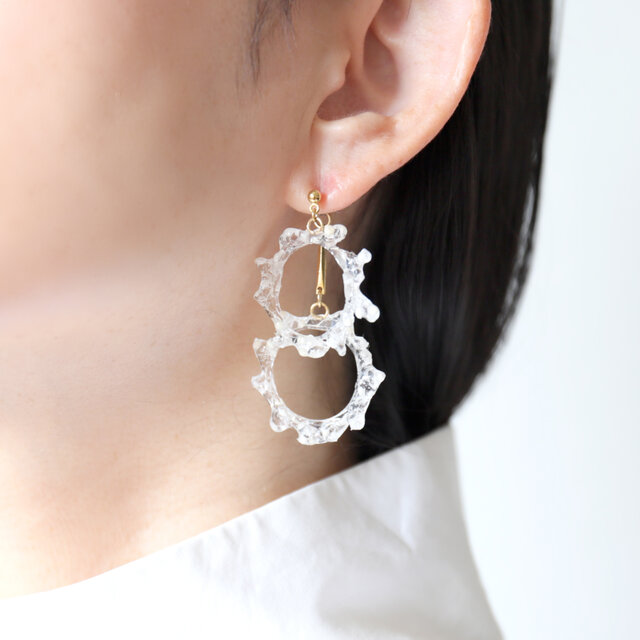 crown of baby's breath -double- (white/gold)ピアス／イヤリング  #1283