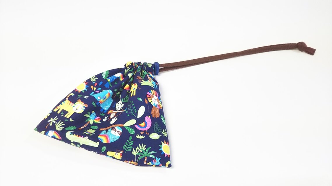 巾着袋  どうぶつ王国  ネイビー