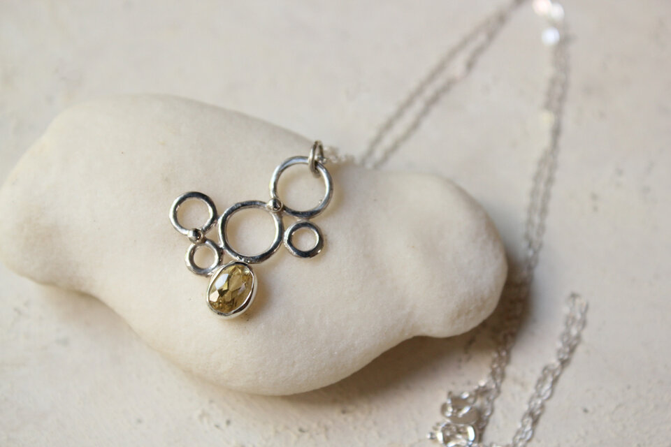 イエローベリルの泡ネックレス/SV925